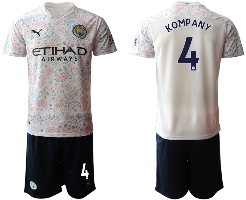 Men 2020-2021 club Manchester City away #4 white Soccer Jerseys